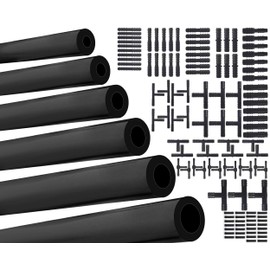 1/8" 5/32" 3/16" 1/4" 5/16" 3/8" High Performance Automotive Silicone Vacuum Tubing Hose line Kit 6PCS 5FT with 115PCS Nylon Vacuum Connectors (Black)