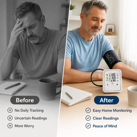 Automatic Upper Arm Blood Pressure Monitor – Digital BP & Pulse Meter with Large LCD, 99-Reading Memory & One-Touch Operation