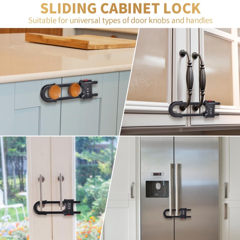 4 Packs U-Shaped Sliding Cabinet Locks, Baby Proofing Cabinets with