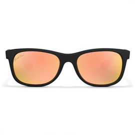 Black Sail Eyewear – wayfarer Frame UV400 7 Layer Polarized Sunglasses with Mirrored Lenses Women & Mens Sunglasses Polarized (Matte Black/Peach Mirror, Peach Mirror)