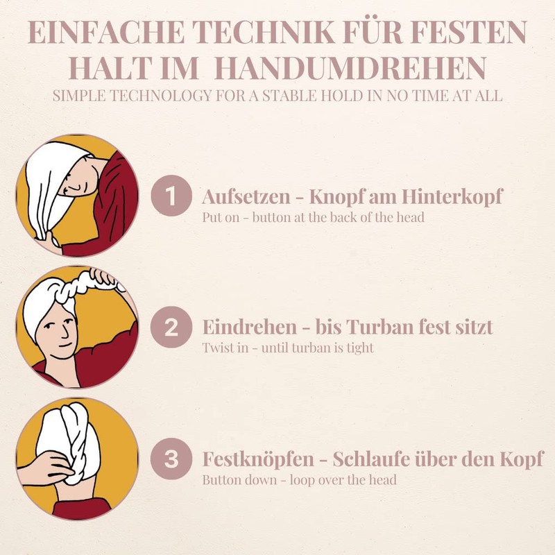 Hair Turban Head Towel 100 % Cotton / Put On