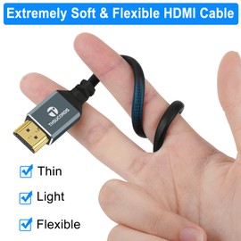 Thsucords 8K Mini HDMI to HDMI Cable 3.3FT, Flexible Thin & Slim 48Gbps HDMI to Mini HDMI 2.1 Cable Supports 8K@60HZ 4K@144HZ for Camera,Camcorder,Tablet and Graphics/Video Card,Laptop