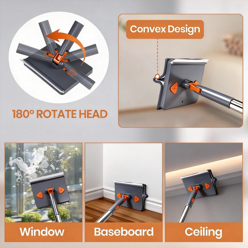 85'' Wall & Ceiling Mop with Long Handle, Wall and