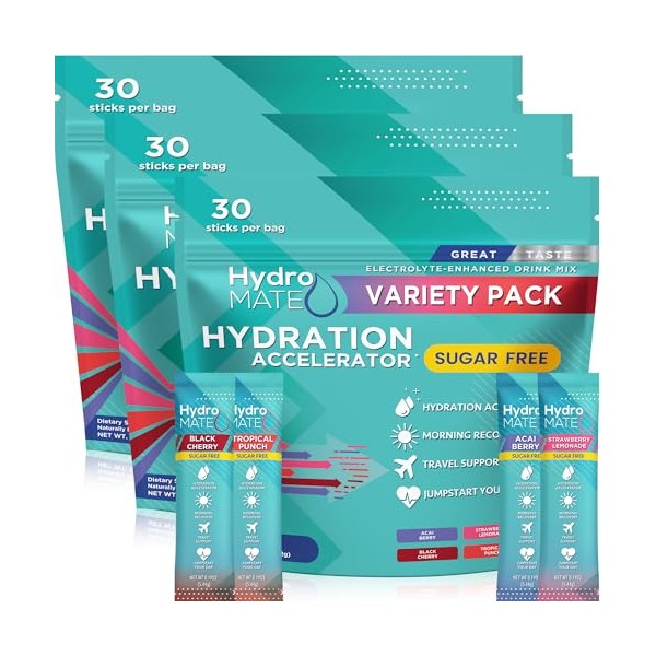 NatureWorks HydroMATE Electrolytes Powder No Sugar Keto Party Favors Sugar