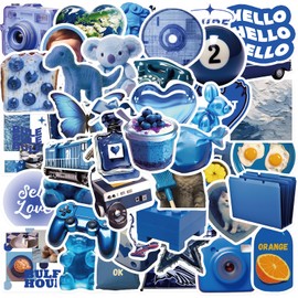 50Pcs Cute Blue Girl Stickers Waterproof Vinyl Y2K Blue Aesthetic Decals for Bike Water Bottles Laptop Bicycle Refrigerator Cup Luggage Computer Mobile Phone Skateboard Decor (insB)