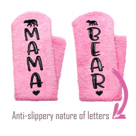 Veachog Mothers Day Birthday Gifts for Mom, Mama Bear Gifts, Boy New Mom To Be Gifts - Fuzzy Mom Socks for Women, Mama Bear Socks
