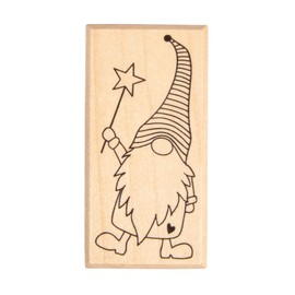 Rayher Wooden Stamp "Gnome Elton", 3 x 6 cm, Christmas Stamp, for Designing Cards, Envelopes, Gifts, Butterer Stamp, 29240000