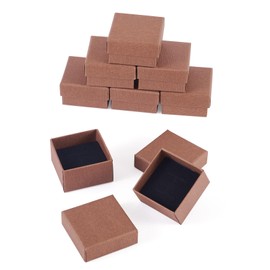 Boutigem 10 Pack Cardboard Jewelry Gift Boxes 2.07 x 2.09 x 1.26 Inch Brown Square Jewelry Display Box Small Necklace Earring Ring Packing Boxes Bulk Gift Case for Festival Wedding Anniversaries
