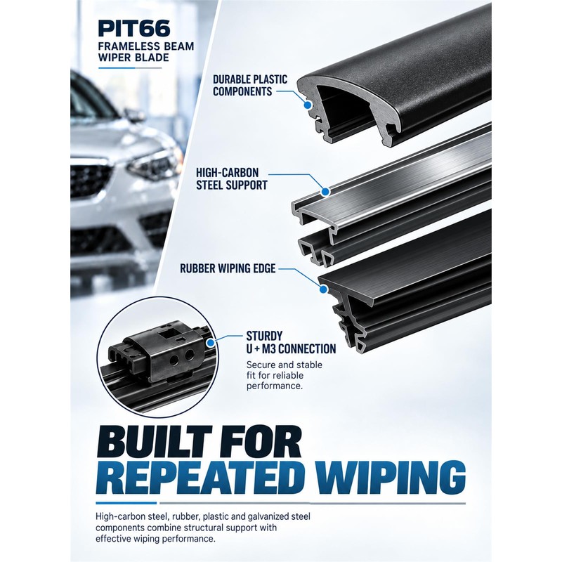 Windshield Wiper Blades, 22"+22", Stable, Quiet, All Season 2 Pack