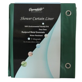 Dependable Industries inc. Essentials EVA Shower Curtain Liner - Water-Resistant, Rustproof Metal Grommets, 3 Magnets Bottom, Easy Clean, 72" x 72" Size (Hunter Green)