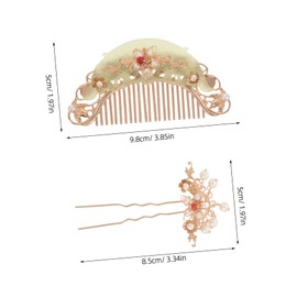 Vaguelly 3pcs Ancient Style Hair Clip Set with Shaped Acetate Hairpins and Hair Comb Secure Hold for Hanfu Weddings Photoshoots and Themed Parties