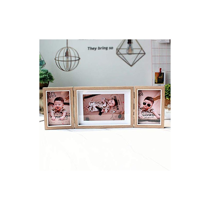 3 Picture Frame Collage Photo Frames Rustic Wood Hinged Folding