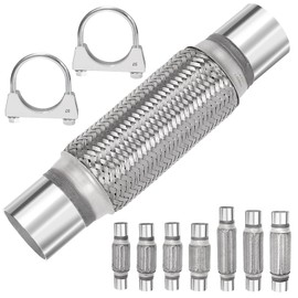 Mardatt 3Pcs Exhaust Flex Pipe Stainless Steel Exhaust Flex Pipe Double Braid Exhaust Flex Tube U-Bolt Clamp Stainless Steel Muffler U-Bolt Clamps for Cars Trucks Buses Pipes(2.2" x 8" x 12")