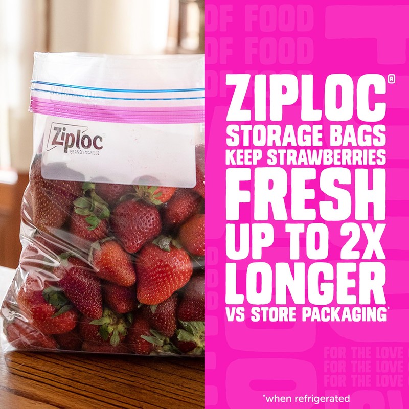 Ziploc Half Gallon Marinade Food Storage Bags for Meal Prep,