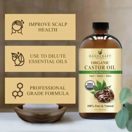 Aceite De Ricino Orgánico Handcraft Blends, 16 Onzas Líquida                                                                                          