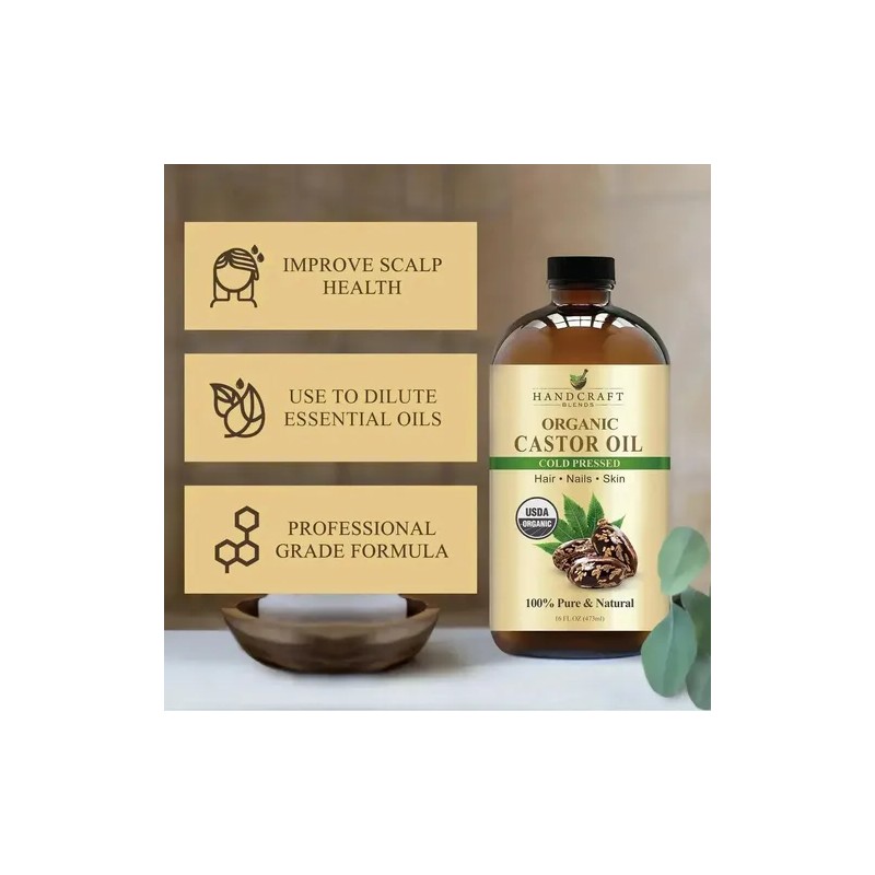 Aceite De Ricino Orgánico Handcraft Blends, 16 Onzas Líquida