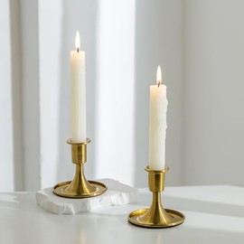 Romadedi - Candelabros dorados para velas – Candelabros de latón para mesa de boda, mesa de centro de mesa, decoración festiva de Navidad, decoración del hogar, juego de 2
