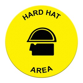 Hard Hat Area Floor Decals Yellow Anti-Slip Round Shape A Industrial & Craft Signs Stickers 17Inches Longer Side