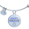 Adoption pendant adjustable bangle bracelet. Adoption gifts engraved jewelry for