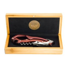 Morgan King Luxury Wine Bottle Opener | Professional Waiters Corkscrew Wine Opener | Waiter Wine Bottle Opener | Stainless Steel Multi-Opener with Leather Sheath | Wine Opener Gift (Burgundy)