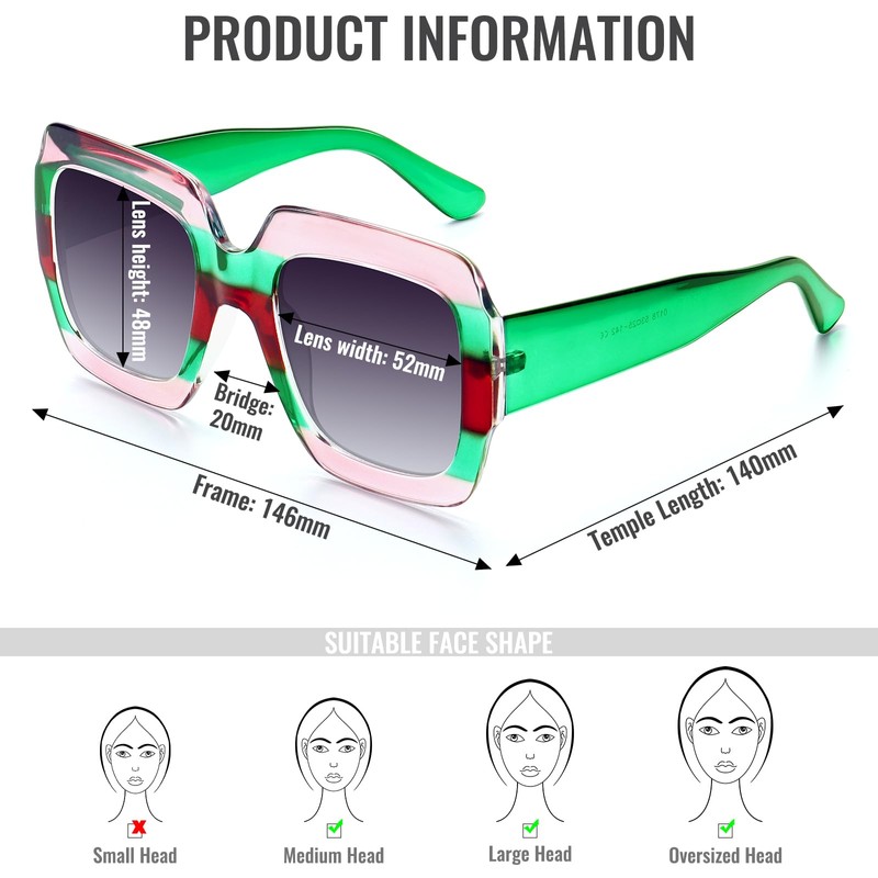 STORYCOAST Luxury Oversized Square Sunglasses for Women - Retro Big