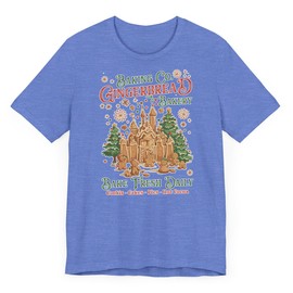 Gingerbread Bakery Shirt, Christmas Cookie Baking Tee, Holiday Baking T-Shirt, Gingerbread Design Heather Columbia Blue