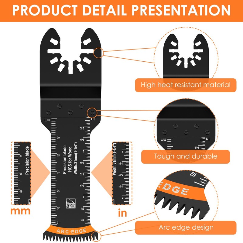 10Pcs Oscillating Saw Blades Set Quick Release Extra-Long Reach Bi-Metal