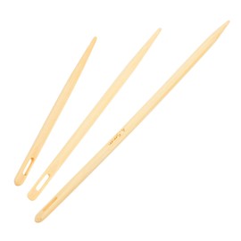 Operitacx 3 Pieces Wooden Knitting Hooks Large Eye Hand Knitting Needles Round Knitting Needle for Crochet Craft Needle and Hand Weaving Tools