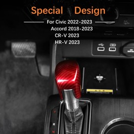 smart repairboy for Honda Civic 2022 2023, CR-V CRV 2023, HR-V HRV 2023, Accord 2018-2023, Gear Shift Knob Cover Trim Automatic Transmission CVT Boots Decoration (Red Carbon Fiber)
