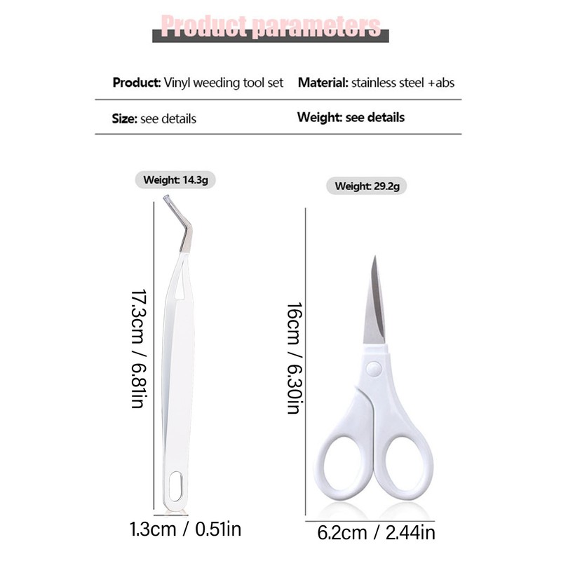 5 Pcs Vinyl Weeding Tool Set Weeder Tweezers Scraper Spatula