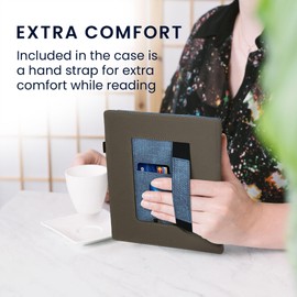 kwmobile Cover Compatible with Pocketbook InkPad Eo/Bigme InkNote Color+ Cover - Faux Leather/Suede Case with Stand - Dark Blue/Dark Grey