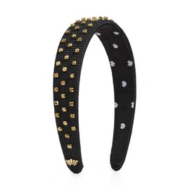 Lele Sadoughi Women's Burlap Bessette Headband, Crystal Dorado, Gold, Black, 1 Count
