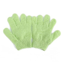 IWOWHERO 2Pcs Nylon Shower Gloves for Exfoliating Bath Body Scrub Exfoliator for Men Women and Easy to Use Machine Washable Quick Drying Green Color