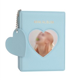 Photocard Binder 7.6 cm Mini Photo Album 40 Pockets Kpop Photo Card Binder Heart Hollow Photo Cards ID Holder with Pendant