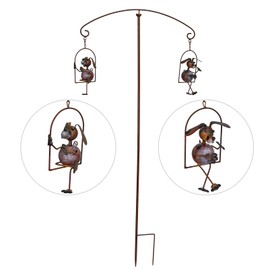 DEMAGNNIE Lovely Iron Puppies Garden Balancing Stakes 44.5" High, Animals Play Seesaw Decorative Metal Yard Balancer Art, Present to Dog Lovers as Outdoor Lawn Decoration Sculpture