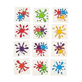 Fun Express ARTIST PAINT SPLASH TATTOOS - Apparel Accessories - VBS Vacation Bible School Supplies/Decor - 72 Pieces