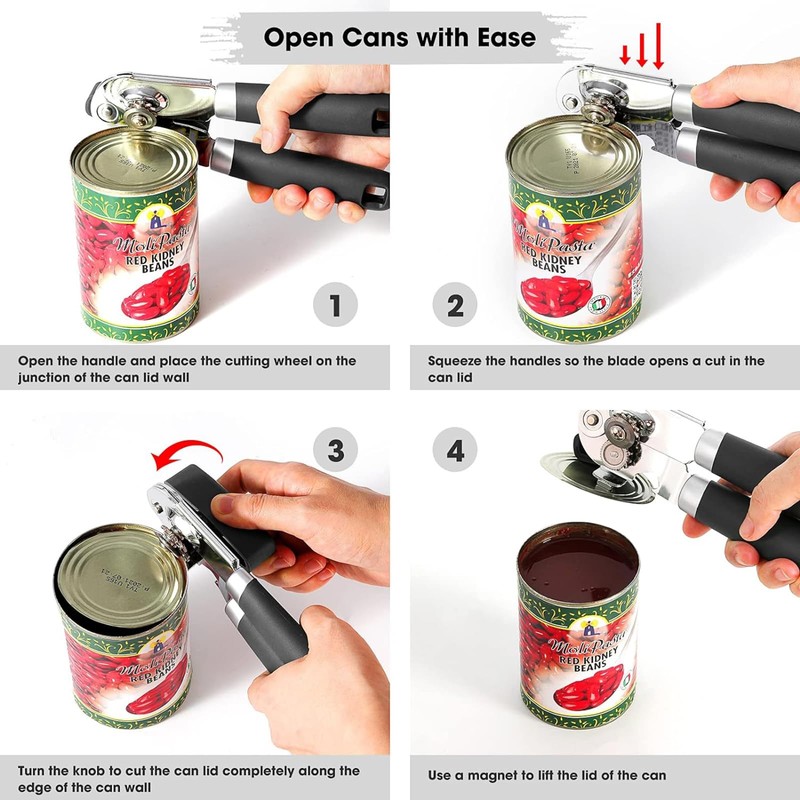 FEISHIONG Can Opener Manual,Handheld Can Openers with Big Effort-Saving Knob,Manual