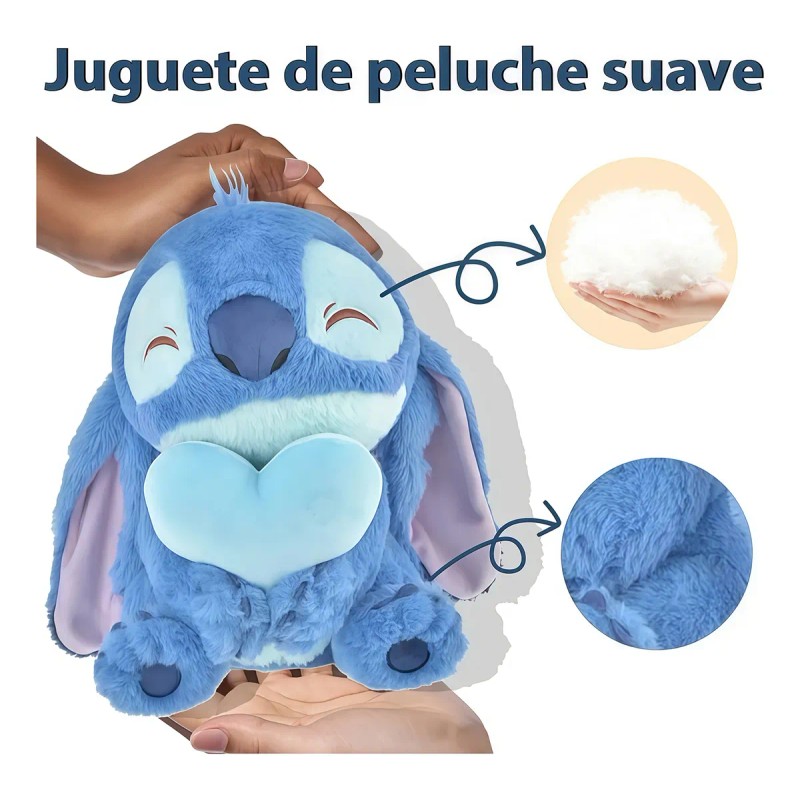 Para Bonito Peluche Stitch Angel Abrazando Corazón 45cm Azul