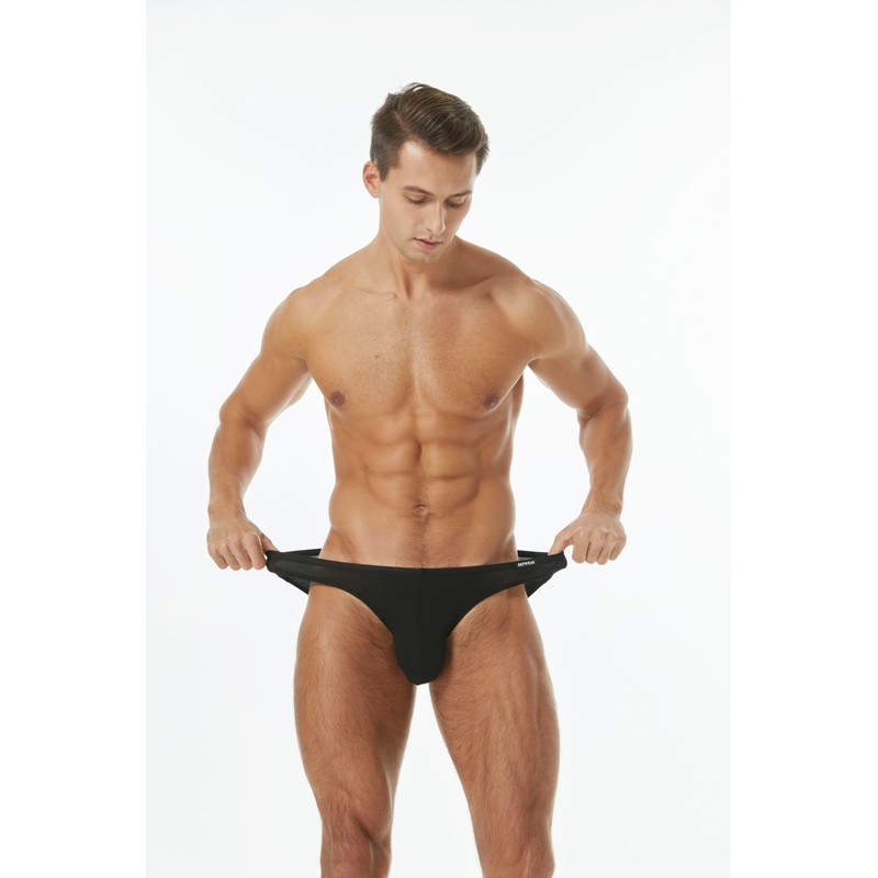 Mens Modal Briefs low rise Microfiber Bikini Underwear Black,Pack of