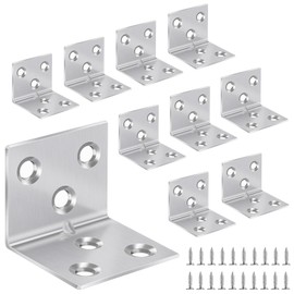 Yeepeo Angle Connectors 30 x 30 x 38 mm, Stainless Steel Angle Metal Angle 90 Degree L Shape Furniture Angle Stainless Steel Angle Hole Angle with 60 Screw for Wood Furniture Wall Table Chair Pack of