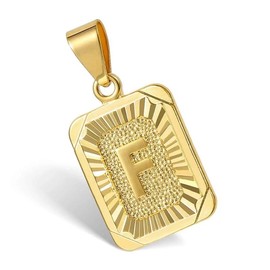 Hermah Initial A-Z Alphabet Capital Letter Pendant Necklace For Men Women Golden Color 3mm Stainless Steel Twisted Rope Link Chain Jewelry Daily Wear:_F_24inch