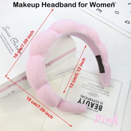Paifeancodill Makeup Headband for Women, Mimi and Co Spa Headband Skincare Headband, Solid Color Spong Headband Hair Bands, Fabric Headband Hair Accessories for Skincare Makeup Removal Shower Skincare (Pink)
