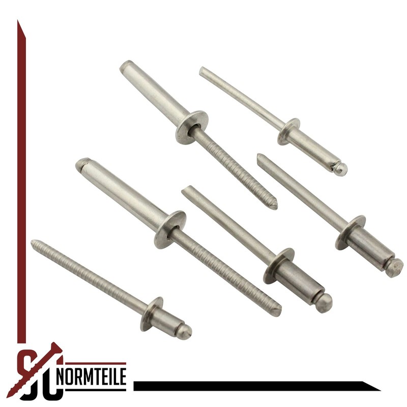 Blind rivets with flat head, 4 x 6 mm, pack