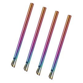 Luxshiny 4pcs Stainless Steel Straws Reusable Drinking Spoon Straws for Milk Tea Smoothie Stirring Coffee (Colorful)