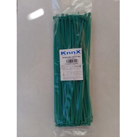 KnnX 28244 - Green Cable Tie - 300 mm x 4.8 mm - Pack of 100 - Breaking Point 22.43 kg