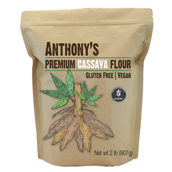 Anthony's Cassava Flour, 2lbs, Batch Tested Gluten Free, Non GMO, Vegan