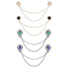 uxcell 4pcs Sweater Clips Vintage Cardigan Collar Clips with Chain Shirt Clips Shawl Clips Clothes Clip for Women