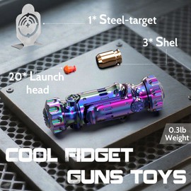 4 in 1 Fidget Gun Metal Toy Shoot+ Spinner+ Ratchet+ Slider Finger Fidget Toys for Adults EDC ADHD Focus Anxiety Stress Relief Boredom Office Cool Executive Desk Toy (Colorful)