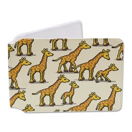 Third Castle Orange and Brown Pixel Giraffe Double-Lined Oyster Card Holder Wallet for Adults, Animal Lovers, Card Holder Users