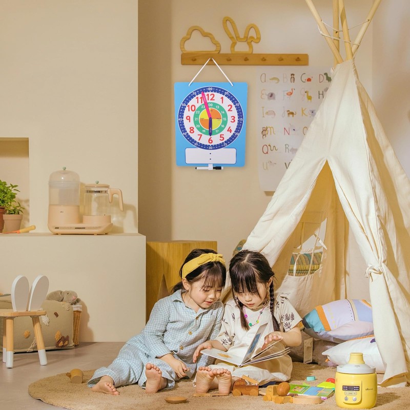 Lurrose Time Educational Aid Magnetic Clock Children Toy Clock Learning